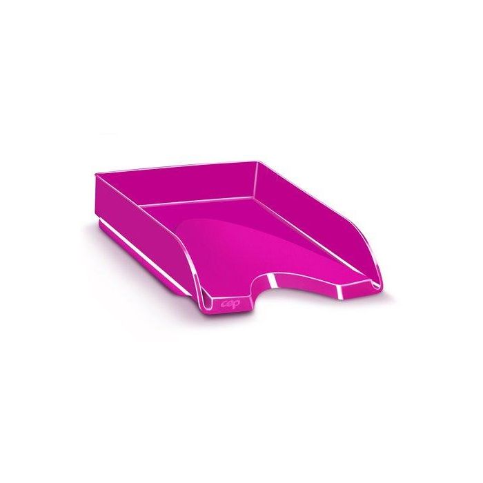 Cep Bandeja de Sobremesa Apilable de Plástico Rosa 257x348x66 mm para Documentos A4 - Poliestireno Reciclable