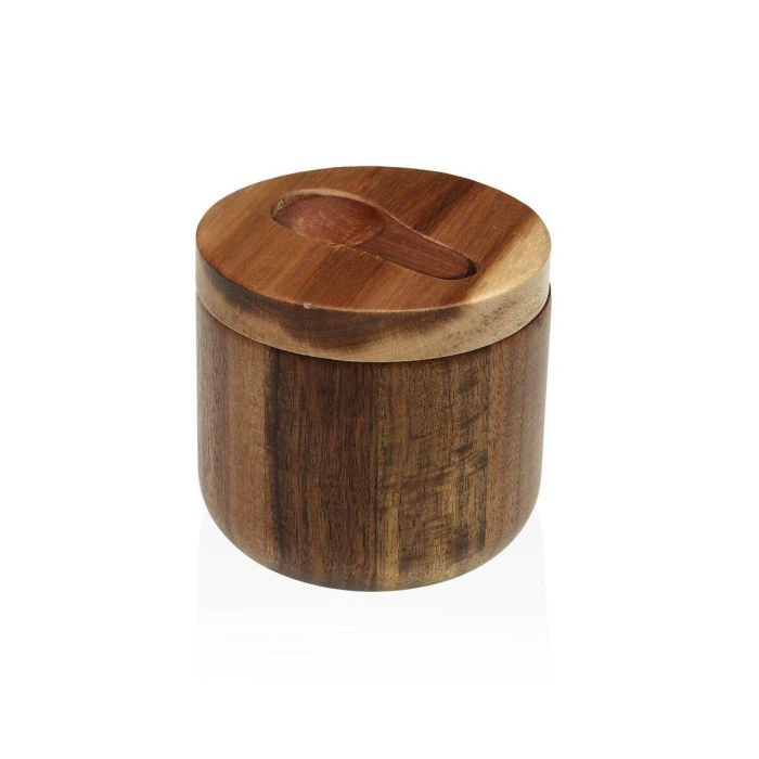 Versa Bote de Especias con Cuchara, Madera de Acacia, 10x9.6x10 cm (2 Unidades) Versa Bote de Especias con Cuchara, Madera de Acacia, 10x9.6x10 cm (2 Unidades)