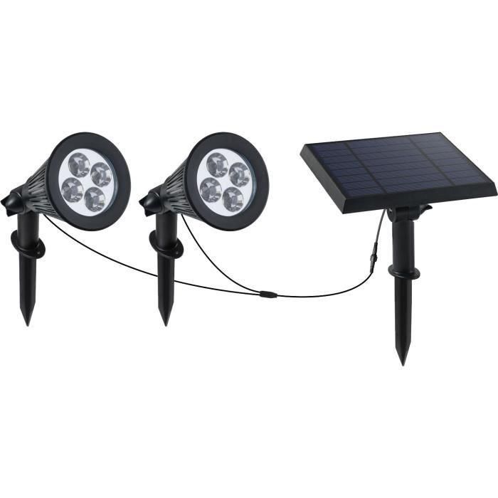 Foco solar doble conectado con panel solar remoto 2 en 1 para pinchar o fijar potente iluminación LED blanco regulable FAMILY SPIKY Foco solar doble conectado con panel solar remoto 2 en 1 para pinchar o fijar potente iluminación LED blanco regulable FAMILY SPIKY
