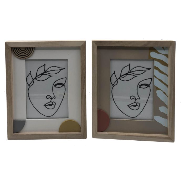 DKD Home Decor Marco de Fotos 20x25 cm Urban para Pared, Marrón Blanco, Madera MDF y Cristal, 35.5x30 cm, Pack 12 Unidades