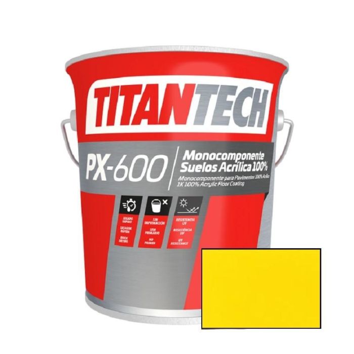 Titan Px-600 Pintura Señalización Vial Amarilla 4L Monocomponente Acrílica 100% para Suelo
