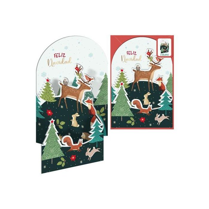 Christmas Dohe Escenas Desplegables 115X170 Animales En El Bosque 6 unidades