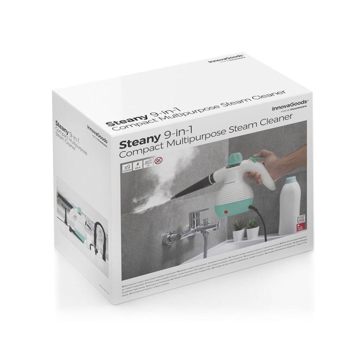 Vaporeta de Mano Multiusos con Accesorios 9 en 1 Steany InnovaGoods 0,35 L 3 Bar 1000W 1 Vaporeta de Mano Multiusos con Accesorios 9 en 1 Steany InnovaGoods 0,35 L 3 Bar 1000W 1