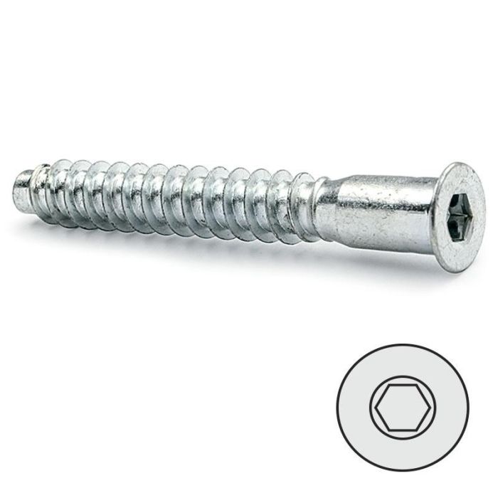 Herrajes Alk 7-70 Tornillo Autorroscante Rosca Madera Allen Zincado Sin Punta