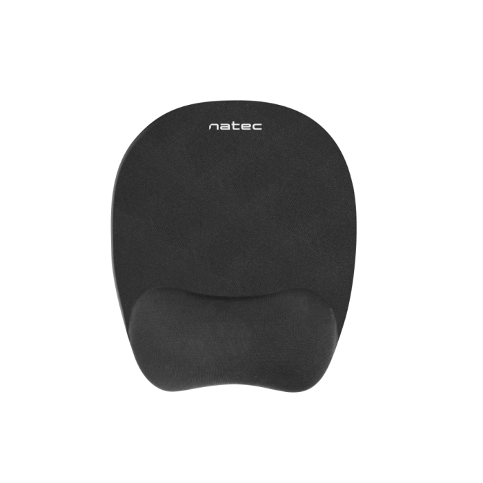 NATEC Chipmunk Alfombrilla de Ratón Ergonómica con Descansa Muñecas - Tejido, Espuma Memoria, Antideslizante, Negro
