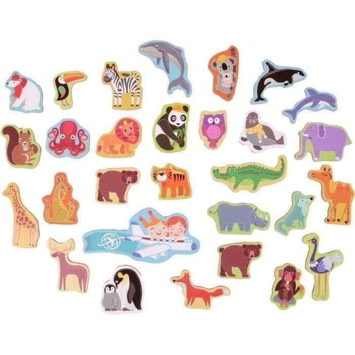 JADE JA3301040335259 Tablero Magnético de Continentes, Juego Educativo con 30 Animales, Madera FSC, 40x30 cm, para +3 Años 3