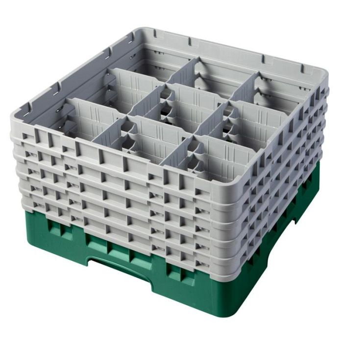 CAMBRO - 9S958-151 - Cesta de lavado 9 comp. 5 alturas - 14,8 cm Ø máx. - alt. máx. 25,8 cm - 50 x 50 x 30,8 cm - Gris claro