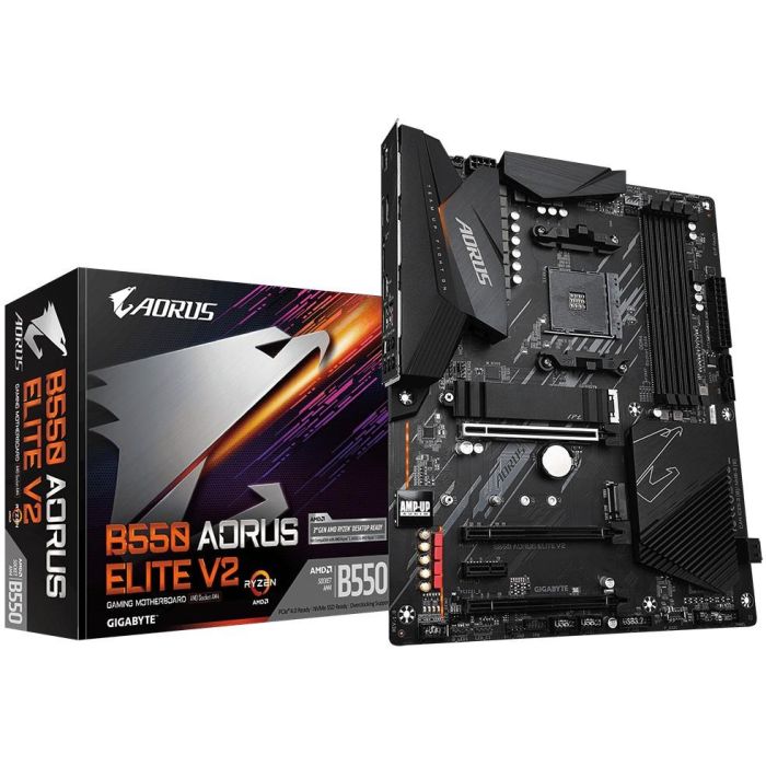 GIGABYTE B550 AORUS ELITE V2 Placa Base para AMD Ryzen 5000, VRM 12+2 Fases, DDR4 4733MHz, 1xPCIe 4.0 + 1xPCIe 3.0 M.2, LAN 2.5GbE, USB 3.2 Gen 2