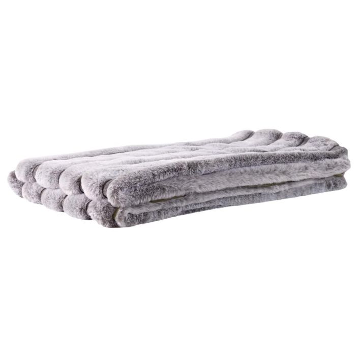 Home Deco Factory Manta Imitación Piel Gris Lounge 120x150 cm Suave Pelo Sintético 3