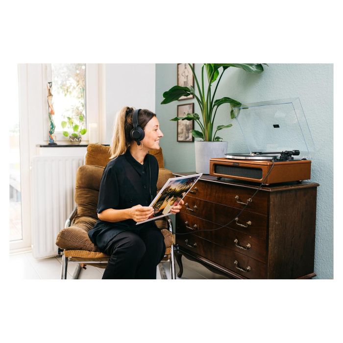 Lenco LS-430BN Tocadiscos de tracción por correa con Bluetooth, 4 altavoces integrados, 33/45 RPM, color marrón 8