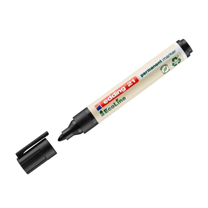 Edding Marcador Permanente 21 Ecoline Negro (Set de 10) Ecológico Recargable Tinta Neutral Clima Grosor 1.5-3 mm (Set de 10) 1