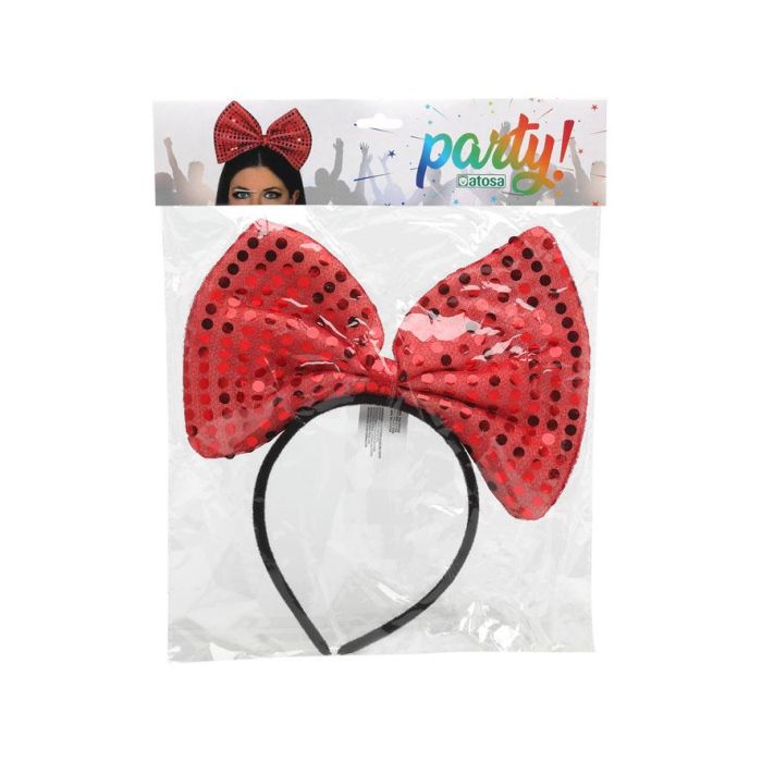 Diadema de lazo rojo con lentejuelas para disfraces y fiestas temáticas 1 Diadema de lazo rojo con lentejuelas para disfraces y fiestas temáticas 1