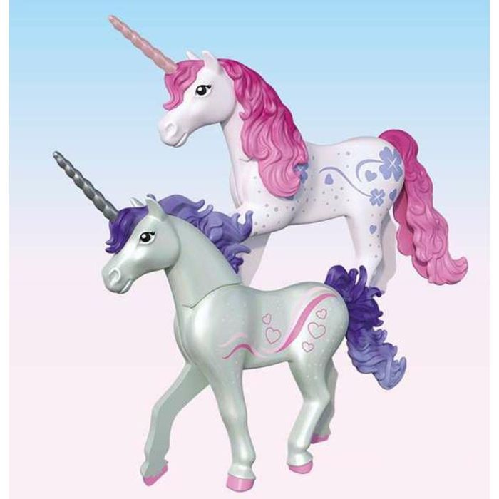 Playmobil Establo Mágico Unicornio con Mamá y Potro. Juguete de Construcción Infantil de Plástico para Niños +3 Años 3