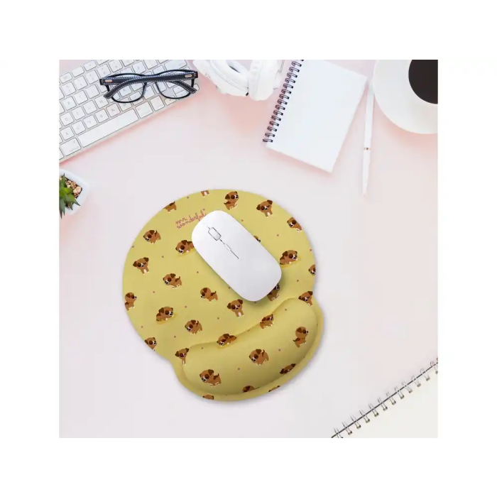 Mr Wonderful Alfombrilla de Ratón Ergonómica con Reposamuñecas de Gel Dog, Tamaño 25 x 23 cm