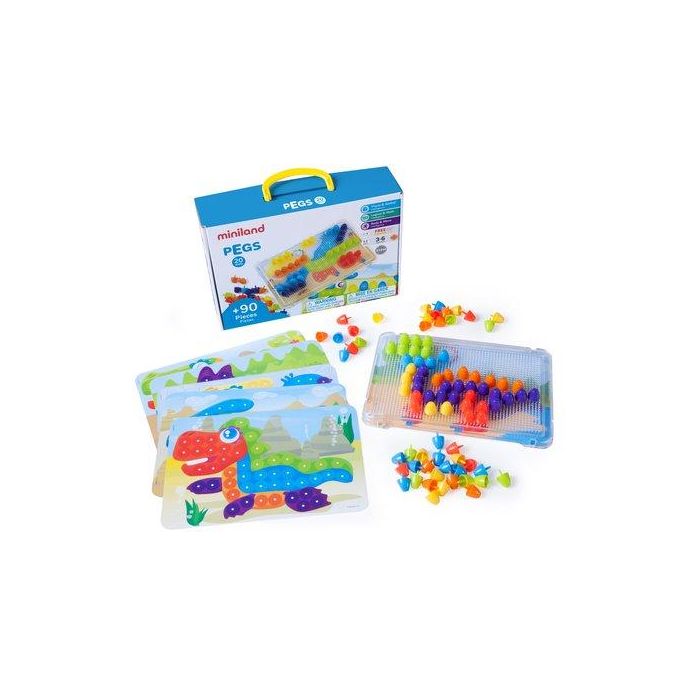 Juego Educat.Miniland Pegs 20 Mm. 90 Piezas Bright Colors (3-6 Años)