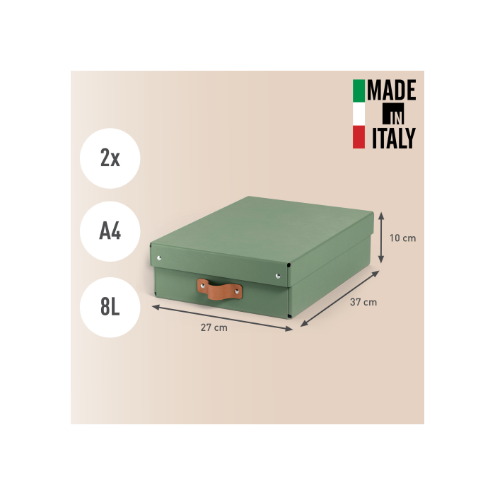 Leitz 61480050 Pack 2 Cajas de Almacenamiento de Cartón Verde Medianas Bajas A4, 8 L - 270x370x100mm 2 Leitz 61480050 Pack 2 Cajas de Almacenamiento de Cartón Verde Medianas Bajas A4, 8 L - 270x370x100mm 2