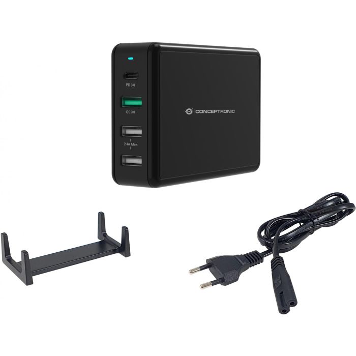 Conceptronic OZUL01B Cargador USB Tipo C Carga Rápida PD 65W para Nintendo Switch, iPad, iPhone, Samsung 5