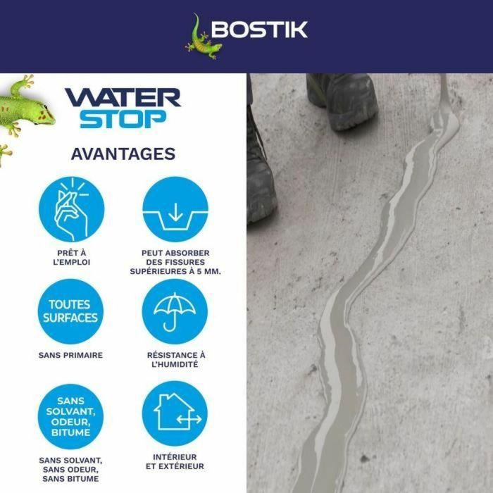 Bostik Waterstop Membrana Impermeabilizante para Reparación de Fugas Cubo 14 kg Gris