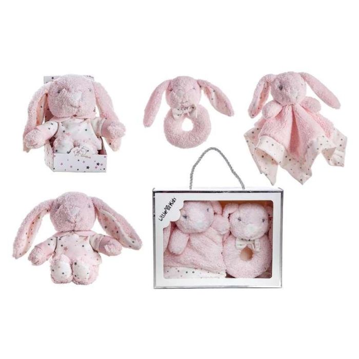 Creaciones Llopis Dou-Dou 30x30 cm con Sonajero 16 cm Conejo Rosa en Caja 1
