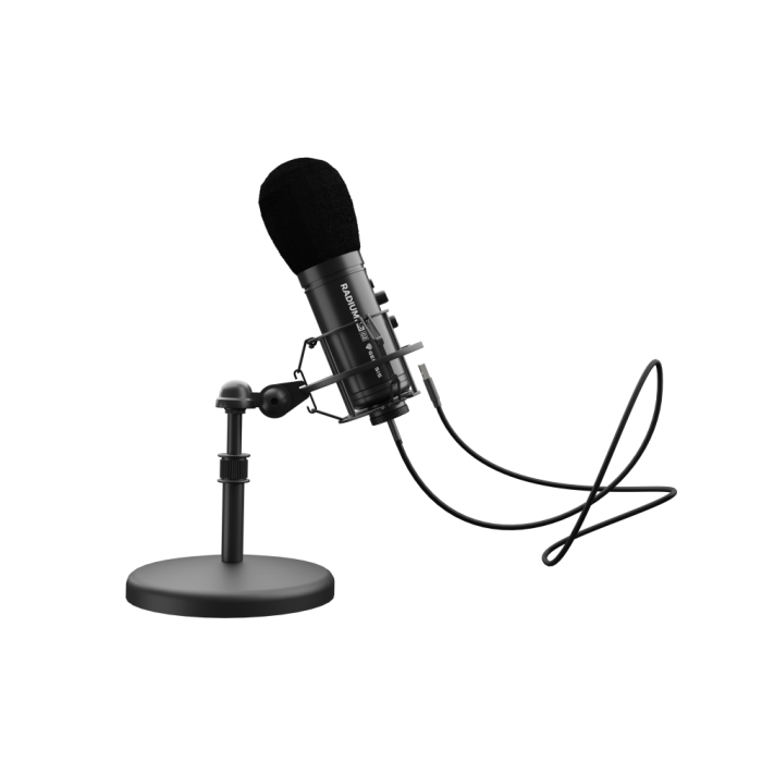 GENESIS Radium 600 G2 Micrófono de Condensador Cardioide USB-C para Escritorio/Mesa, Streaming y Grabación, Negro con Soporte