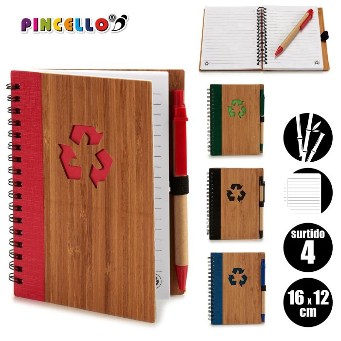 Libreta Bambú Reciclada con Bolígrafo 16x12 cm - Pincello (24 Unidades) 3 Libreta Bambú Reciclada con Bolígrafo 16x12 cm - Pincello (24 Unidades) 3