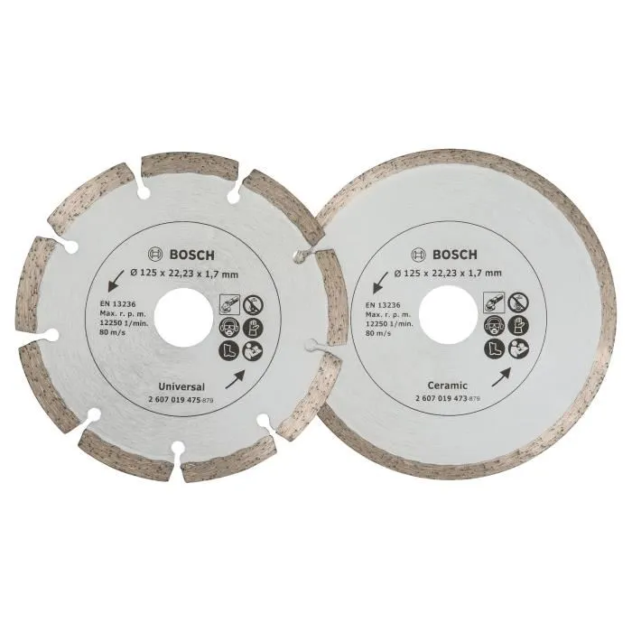 Bosch 2 Discos de Diamante para Materiales de Construcción y Baldosas, Ø 125 mm 0 Bosch 2 Discos de Diamante para Materiales de Construcción y Baldosas, Ø 125 mm 0