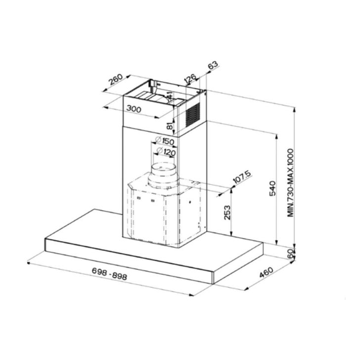 Campana Convencional Mepamsa Stilo 70 288 W 690 m3/h 70 cm Acero 2