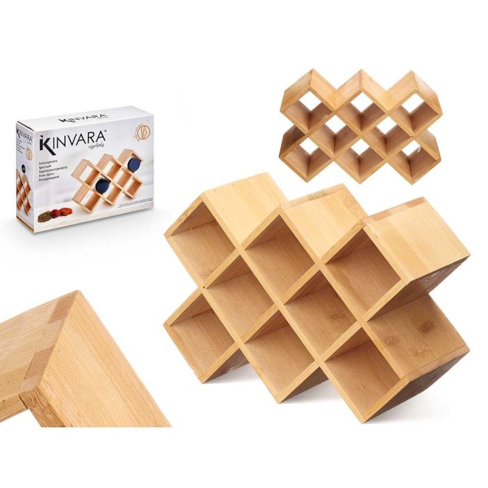 Portaespeciero de bambú para 10 botellas Kinvara 24.5x7.2x16.5 cm (12 Unidades) Portaespeciero de bambú para 10 botellas Kinvara 24.5x7.2x16.5 cm (12 Unidades)