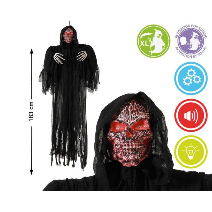 Figura Niña Fantasma Colgante Con Ojos De Gato 50 cm Decoración Halloween