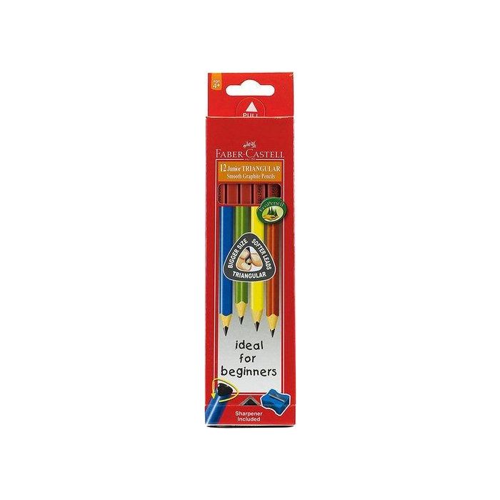 Lapiz De Grafito Faber-Castell Junior Triangular - 2Hb Blister De 12 Con Afila