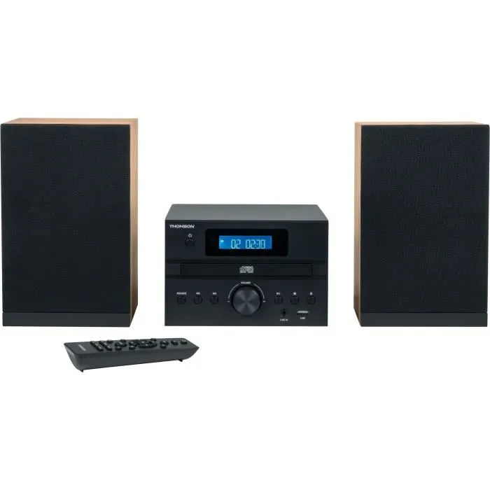 Thomson THO1720570876072 Microsistema Bluetooth Madera/Negro Radio FM/CD/MP3/USB 20W RMS Toma Auriculares Mando a Distancia 230V 1 Thomson THO1720570876072 Microsistema Bluetooth Madera/Negro Radio FM/CD/MP3/USB 20W RMS Toma Auriculares Mando a Distancia 230V 1