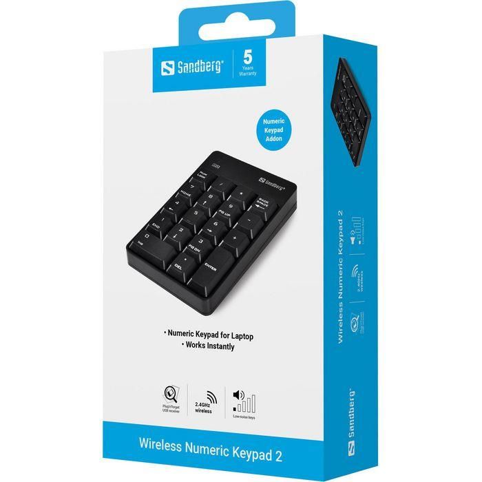 Sandberg Teclado Numérico Inalámbrico 2 con Receptor USB para Portátil, Sin Cables 2 Sandberg Teclado Numérico Inalámbrico 2 con Receptor USB para Portátil, Sin Cables 2