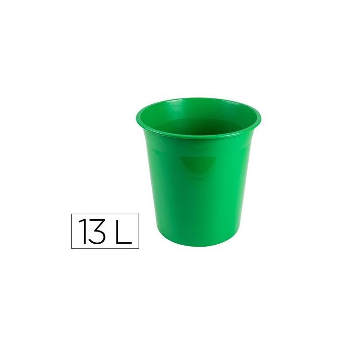 Papelera Plastico Q-Connect Verde Opaco 13 Litros 275x285 mm