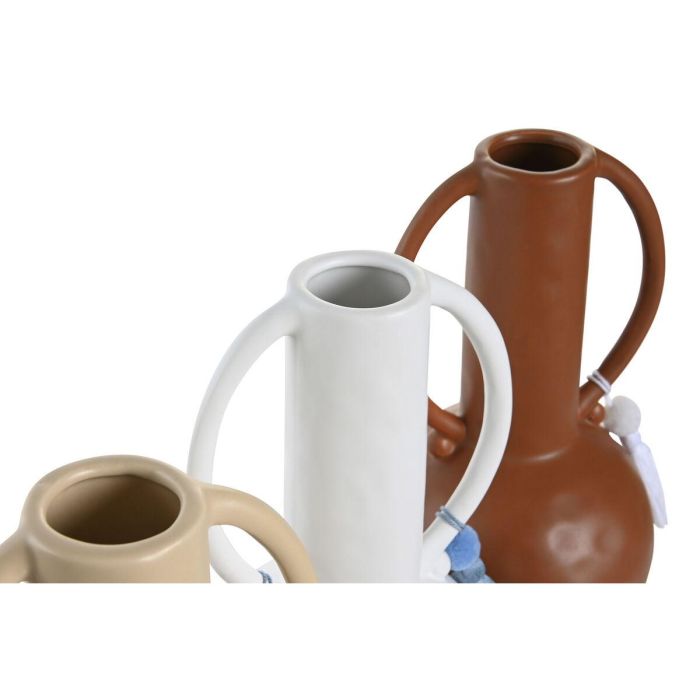 Jarron Boho DKD Home Decor Beige Terracota 14 x 25.6 x 14 cm (3 Unidades) 1