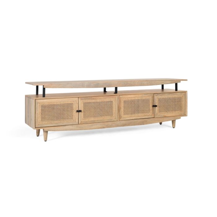 Giner y Colomer Mueble Tv en Madera de Mango con 4 Puertas Enmarcadas Rejilla Natural 1