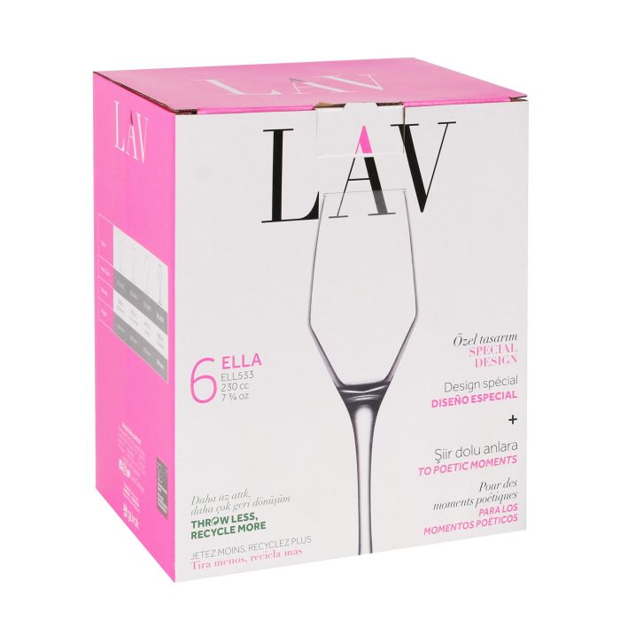 Lav Set 6 Copas Champagne 230 cc Colección Ella Ø5x7x23cm (4 Cajas)
