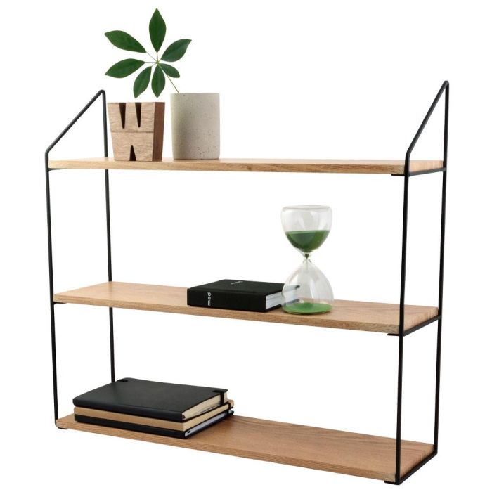 Day Estante 60X15X54 3 Baldas Madera y Metal Negro 1 Day Estante 60X15X54 3 Baldas Madera y Metal Negro 1