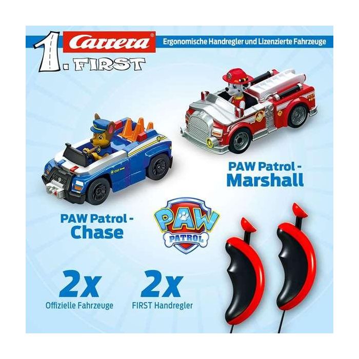 Pista carrera paw patrol, incluye 2 coches (chase y marshall) 2,4 metros 2 Pista carrera paw patrol, incluye 2 coches (chase y marshall) 2,4 metros 2