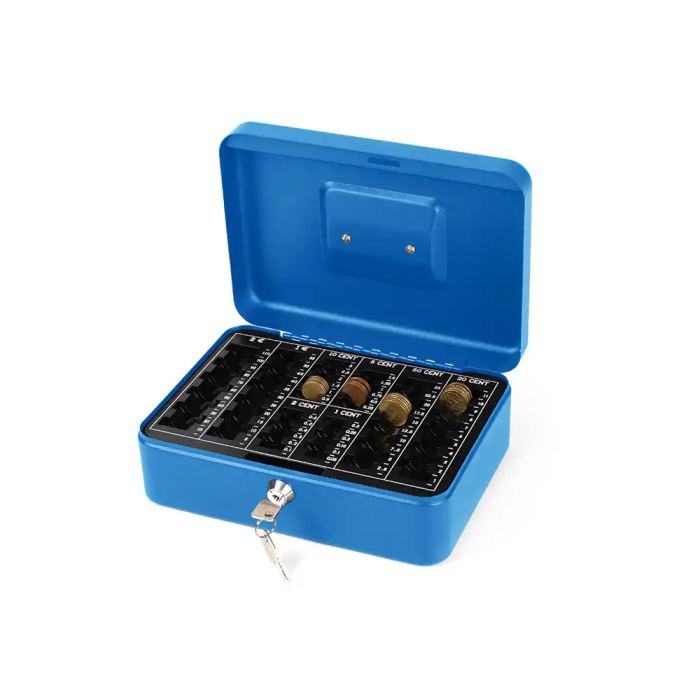 Q-connect Caja caudales 250x180x90 mm Azul con portamonedas Q-connect Caja caudales 250x180x90 mm Azul con portamonedas