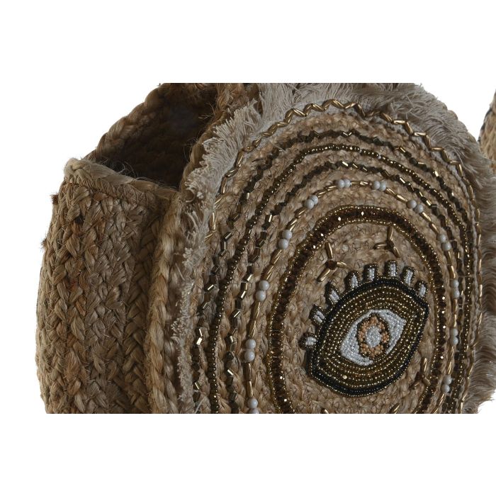 DKD Home Decor Bolso Mediterraneo Natural Negro 12 x 36 x 36 cm (2 Unidades) 1