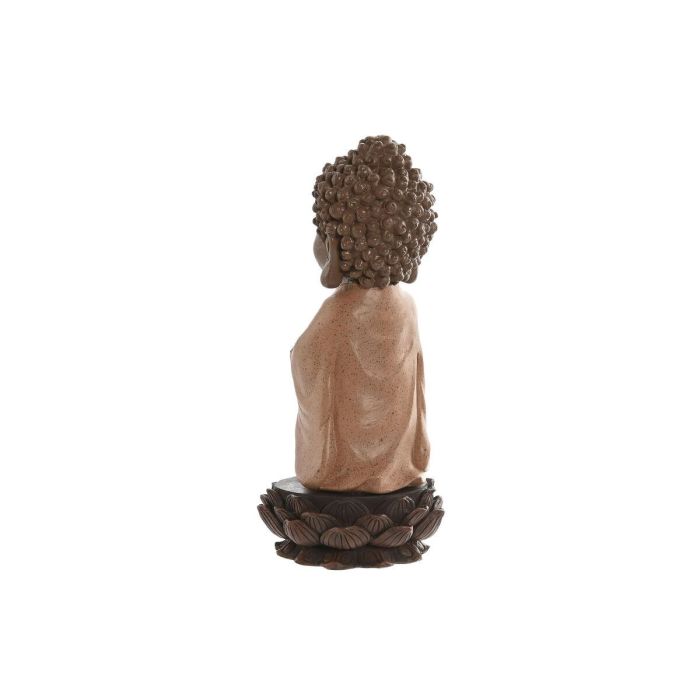 Figura Decorativa Home ESPRIT Marrón Naranja Coral Lima Resina Buda Oriental 9 x 9 x 21 cm (3 Unidades) 1