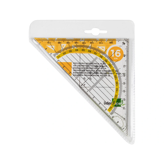 Liderpapel Escuadra Geometria 16 cm Plastico Cristal 1
