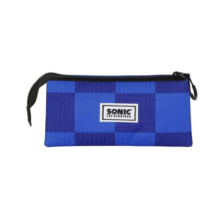 Karactermania Portatodo Ptodo Triple Sight Sonic, Estuche Plano con 3 Compartimentos y Cremallera, Azul, 10x23,5x5 cm 3