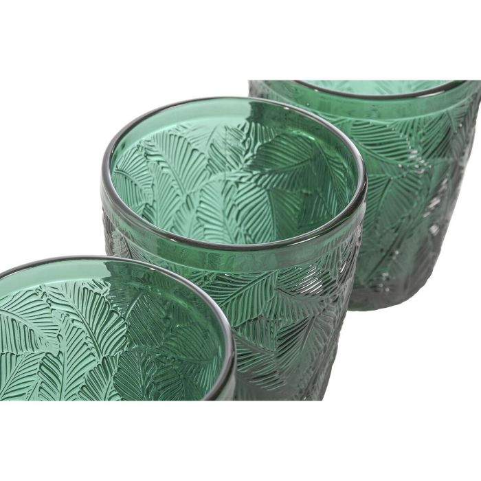 DKD Home Decor Vaso de Cristal Verde de 300ml, Set de 6, Acabado Relieve Hojas, 8x10x8cm, Colección Tropical Garbo 1 DKD Home Decor Vaso de Cristal Verde de 300ml, Set de 6, Acabado Relieve Hojas, 8x10x8cm, Colección Tropical Garbo 1