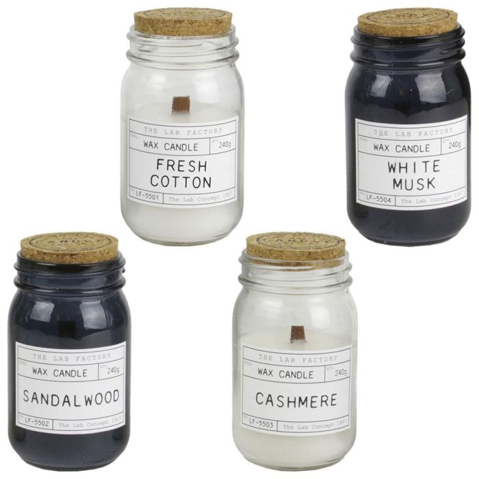 Home Deco Factory Tarro con Vela Mecha Madera Colección Apothicaire 240g Cera Aroma Retro Elegante Bote Cristal 7.8x14cm 2