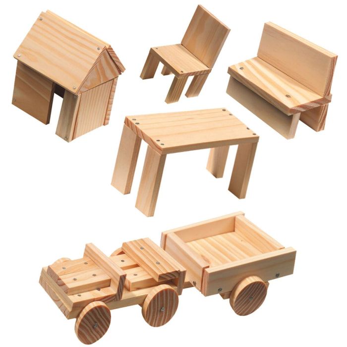 Ses Creative Taller de carpintería infantil - Kit de construcción con 57 piezas de madera, martillo, clavos y mano especial para sujeción segura 3 Ses Creative Taller de carpintería infantil - Kit de construcción con 57 piezas de madera, martillo, clavos y mano especial para sujeción segura 3