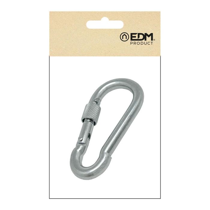 Edm Mosquetón bombero con seguro, msq02, acero galvanizado, 8 x 80 mm 2