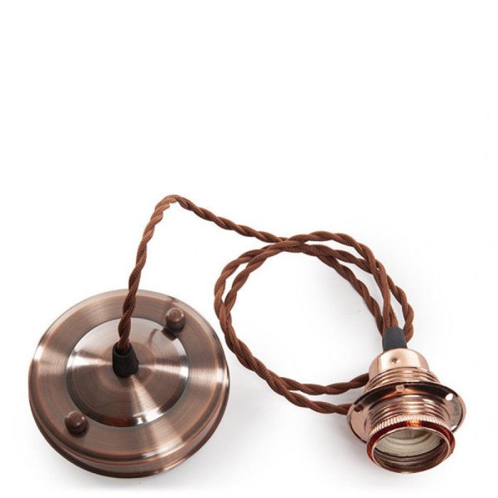 Pendel Lámpara Colgante E27 Cable Trenzado de Tela 1000mm x 0,75mm con Rosetón de Techo Portalámparas Metal para Bombillas LED Filamento SC-MPL007