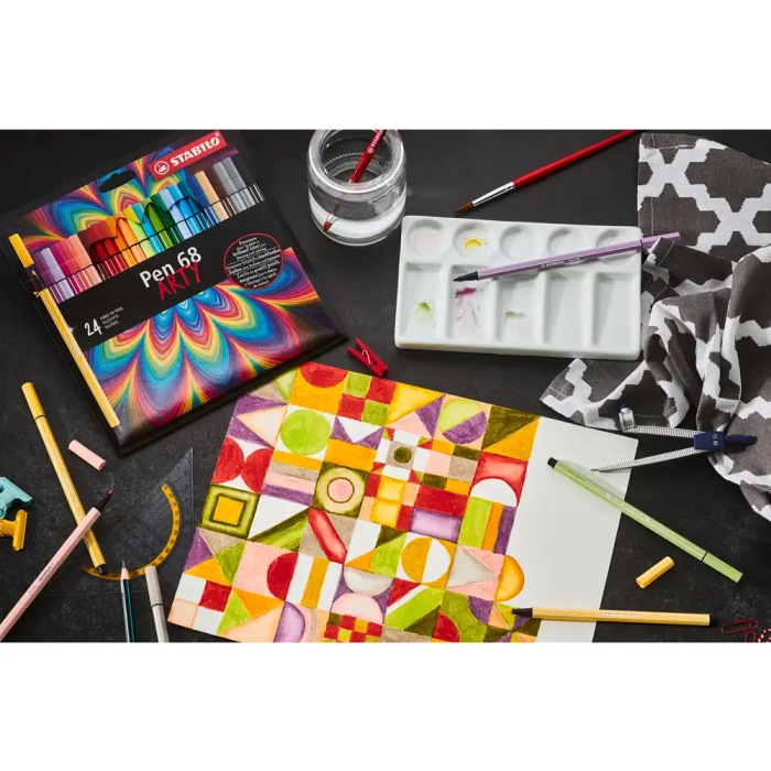 Stabilo Rotulador Acuarelable Pen 68 Arty Line 1 mm Estuche Cartón de 24 Unidades Colores Surtidos 2