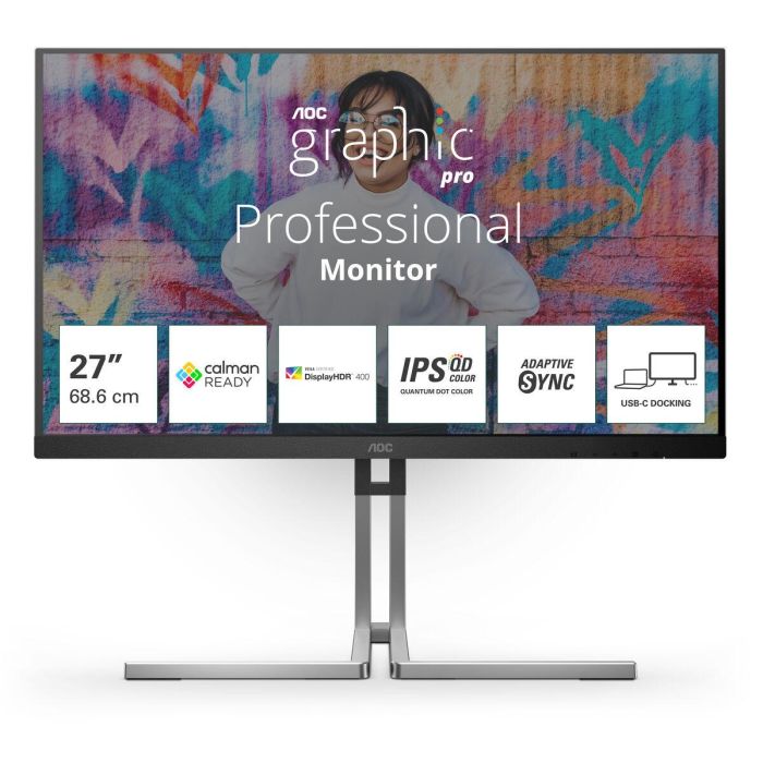 AOC Q27U3CV Monitor 27" Quad HD IPS, 75Hz, HDMI, DP, USB-C, Carga 96W, Negro 1 AOC Q27U3CV Monitor 27" Quad HD IPS, 75Hz, HDMI, DP, USB-C, Carga 96W, Negro 1
